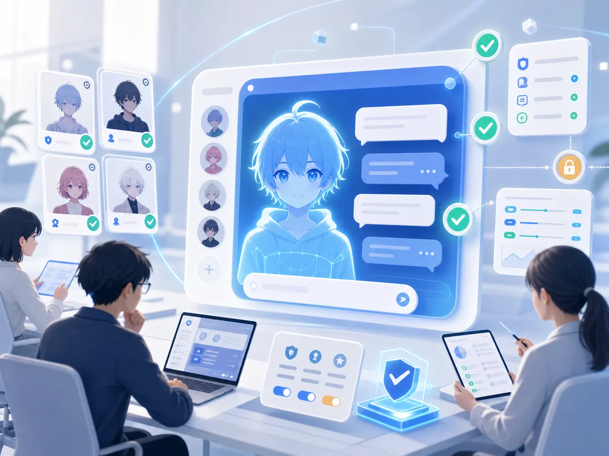 権利者監修のもとAIキャラクター対話サービスを設計するイラスト